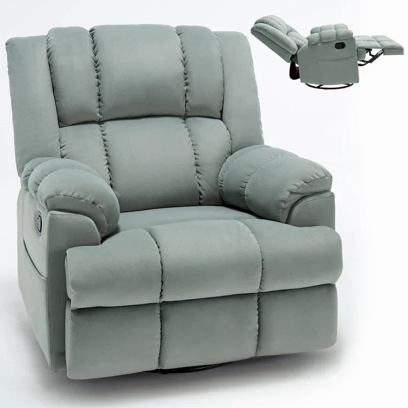 Fauteuil Inclinable Pivotant à Bascule Lazy Boy, Grand Fauteuil Inclinable Manuel Rembourré avec Accoudoirs et Dossier Capitonnés