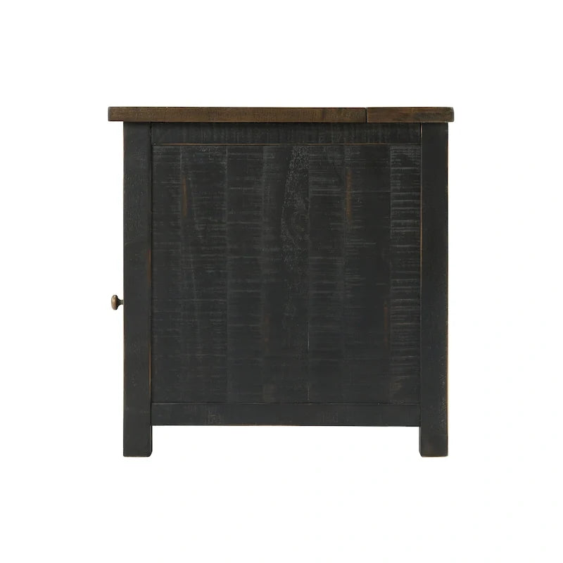 Table d'appoint de chevet Monterey en bois massif avec prises de courant cachées
