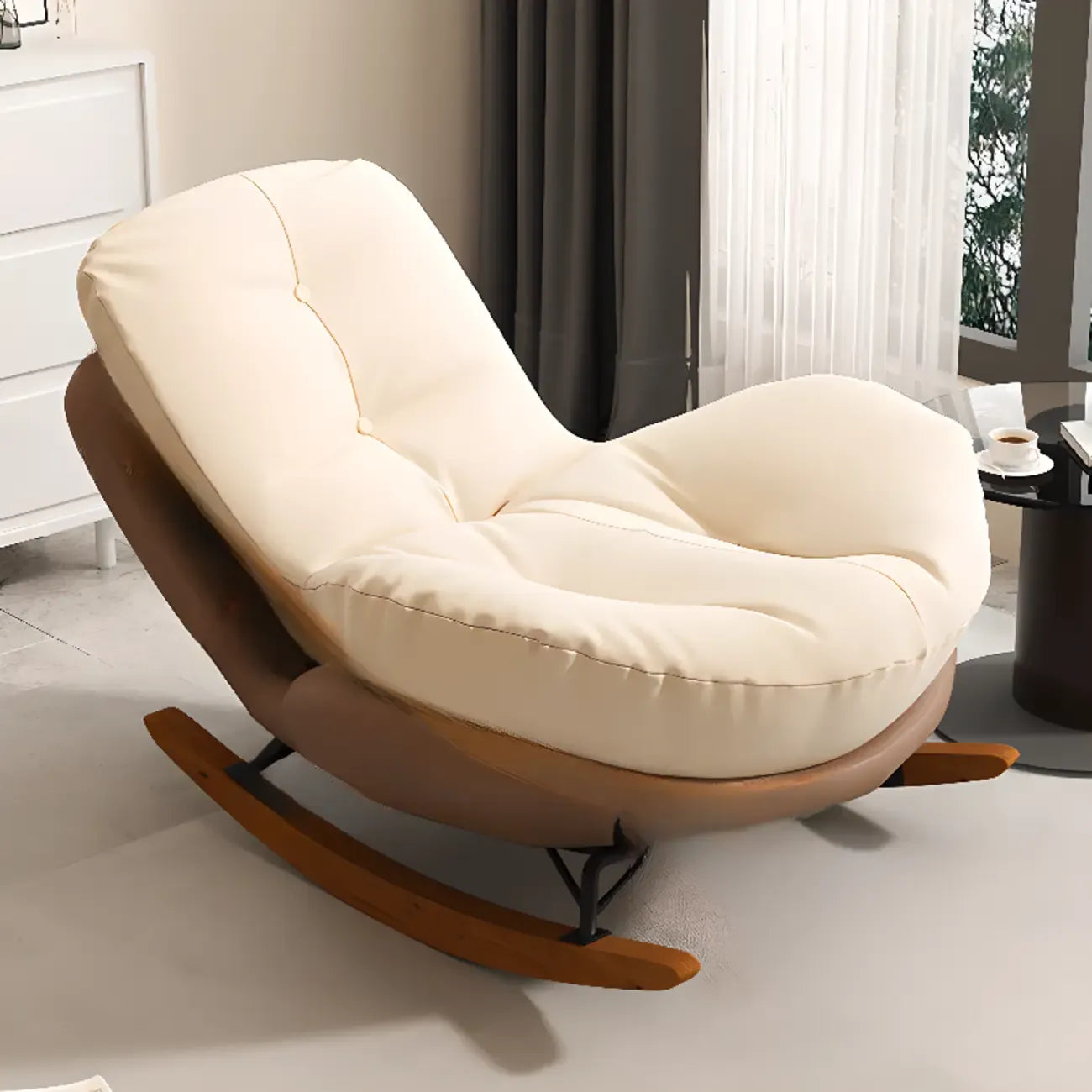 Fauteuil à bascule scandinave rembourré avec ottoman en option