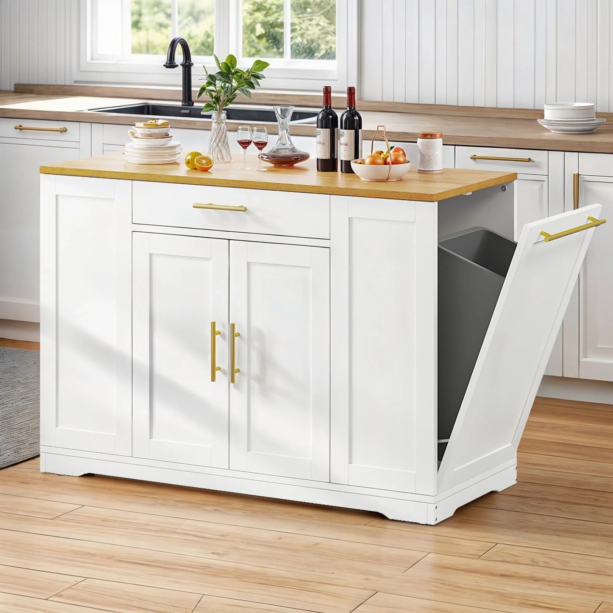 Moasis 53 pouces, îlot de cuisine roulant, armoire de rangement, chariot de cuisine mobile portable