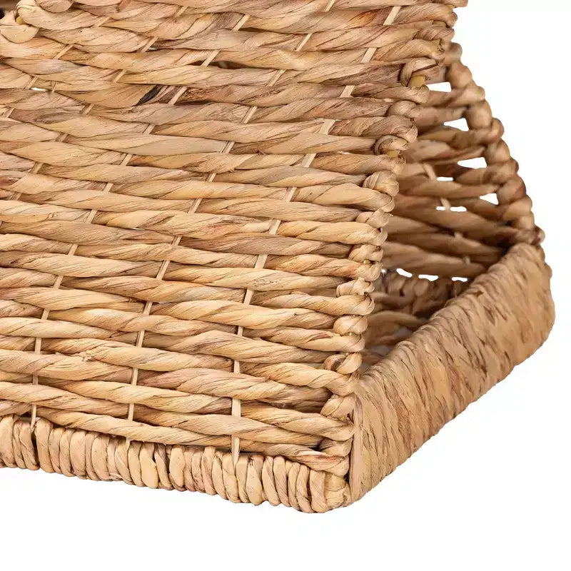 Table d'appoint en herbe de mer avec cadre métallique en hélice et étagères ouvertes, style bohème, entièrement assemblée