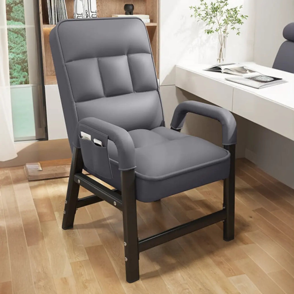 Chaise de bureau moderne à 4 pieds, rembourrée, gris