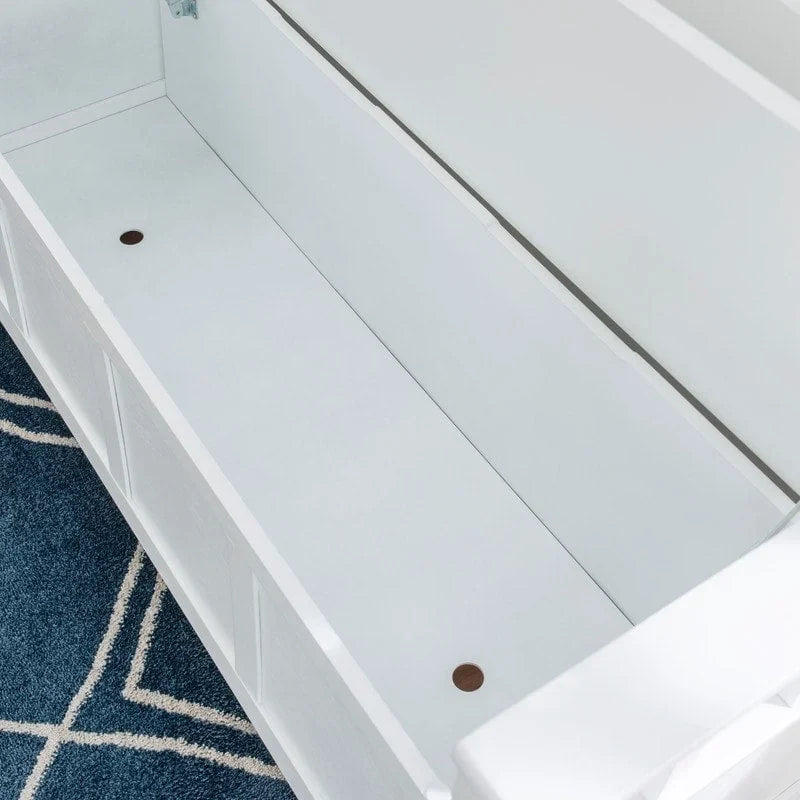 Banc d'entrée Migdalia avec rangement, dossier à lattes et plateau relevable