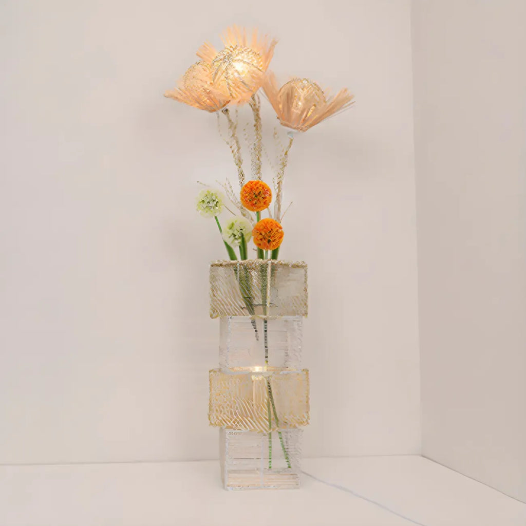 Lampadaire LED en rotin à brancher pour salon