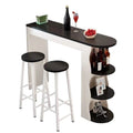 Tables de bar étagères asymétriques modernes en bois noir et blanc