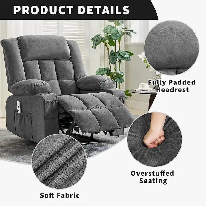 Fauteuil inclinable télécommandé avec fonction chauffage et massage