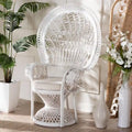 Fauteuil Peacock en rotin naturel blanc bohème moderne