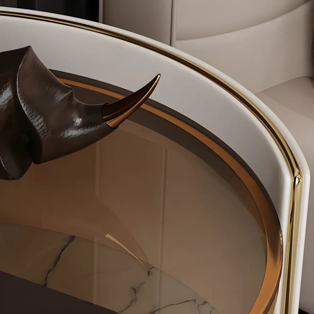 Table de chevet de luxe en verre avec tiroir de rangement et niche ouverte