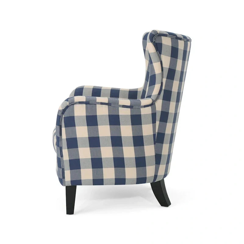 Fauteuil rembourré à dossier haut avec pieds en bois Modern Retro 30.25 pour le salon