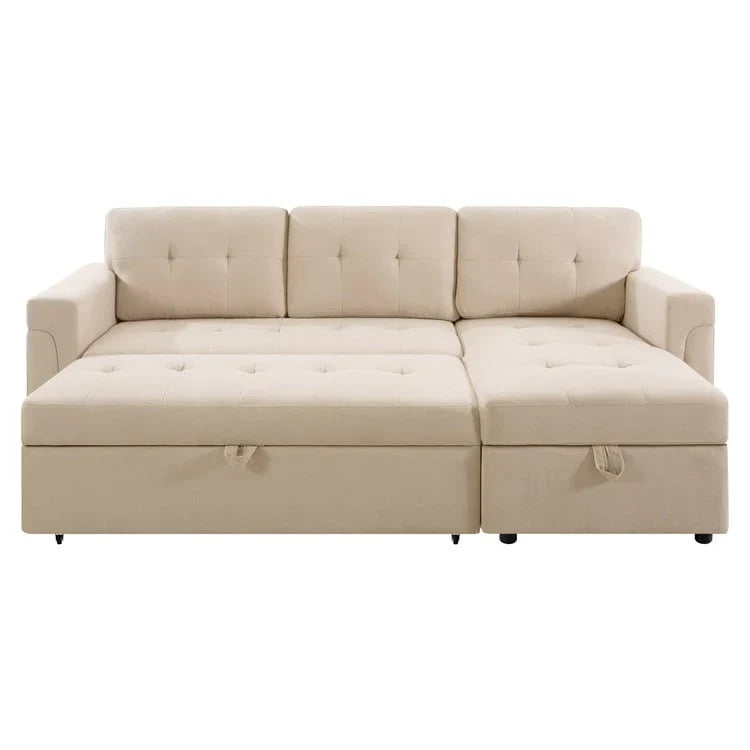 Canapé d'angle réversible avec lit gigogne, méridienne de rangement, pieds durables,