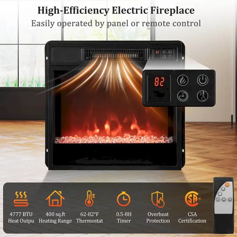 Meuble TV avec cheminée électrique, lumières LED et télécommandes
