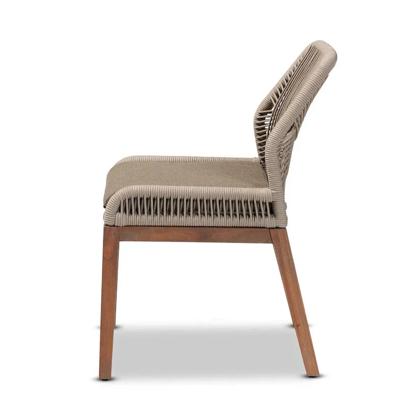 Chaise de salle à manger en acajou tressée en corde de style transitionnel moderne ââ‚?Grise