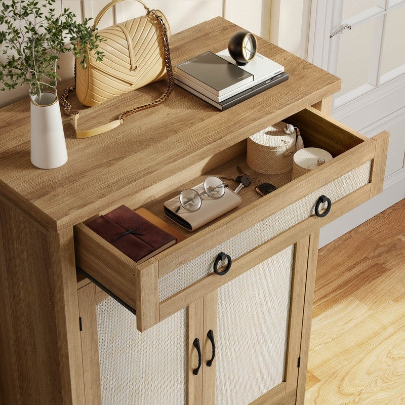 Meuble de rangement pour chaussures Moasis à 5 niveaux et 20 paires avec portes doubles pour entrée