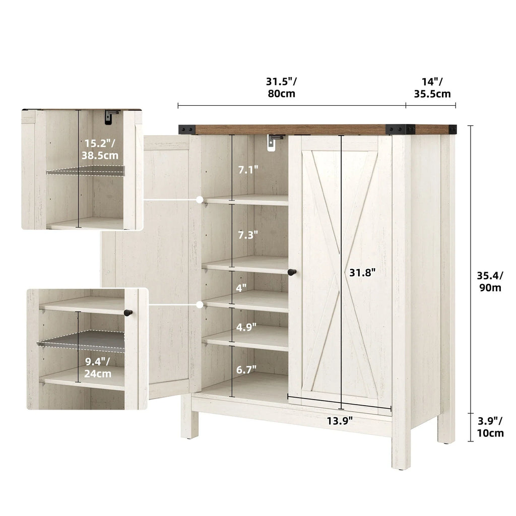 Meuble de rangement pour chaussures Moasis à 5 niveaux et 20 paires avec portes doubles pour entrée