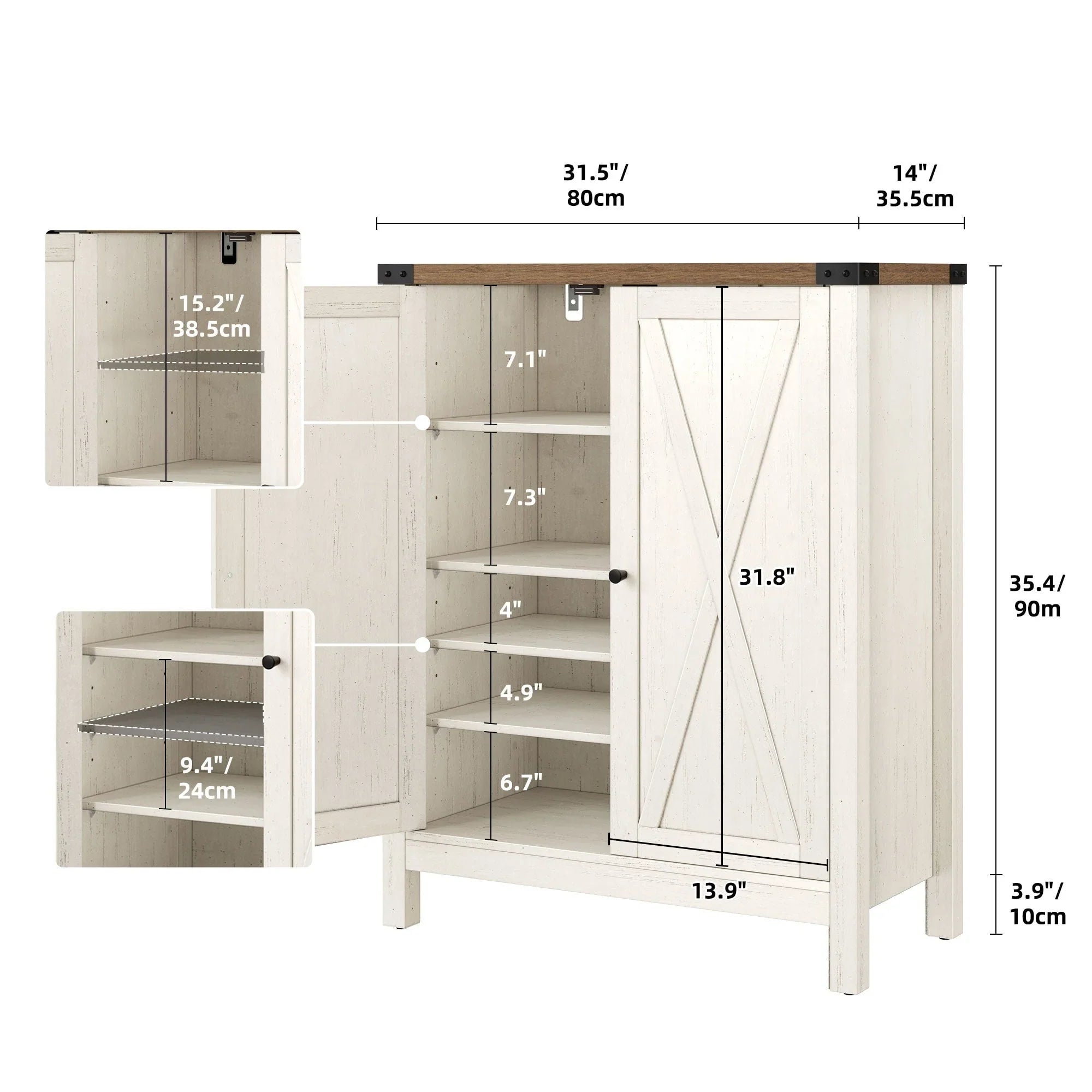 Meuble de rangement pour chaussures Moasis à 5 niveaux et 20 paires avec portes doubles pour entrée
