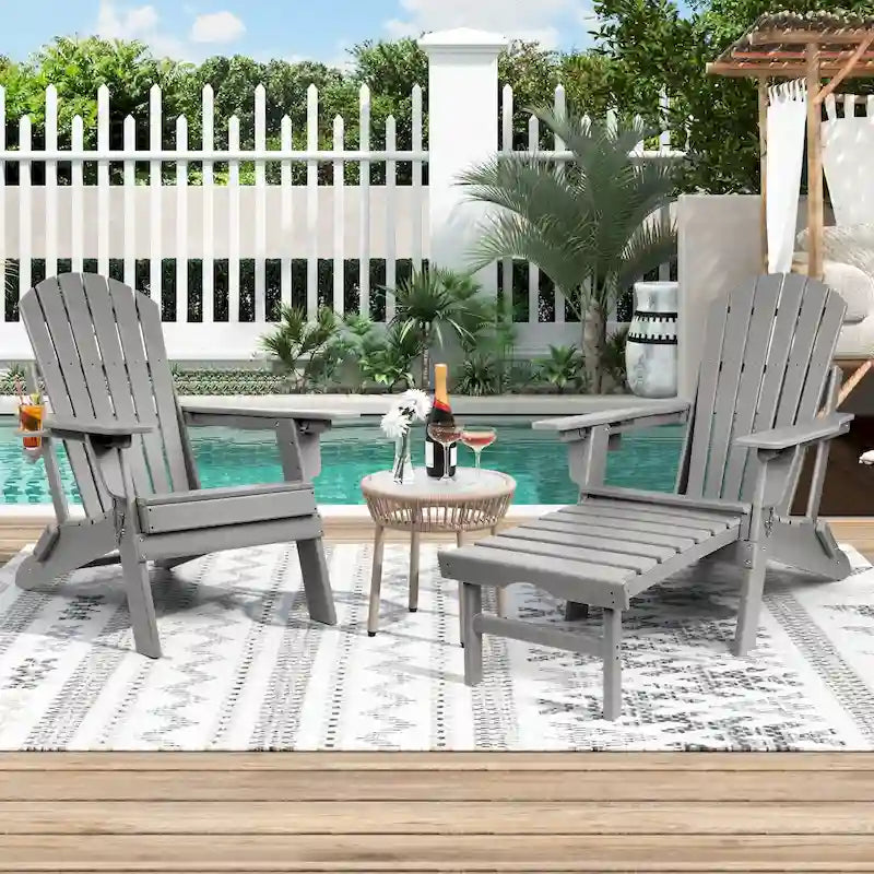 Chaise Adirondack pliante et réglable Vrakae avec ottoman