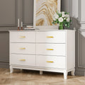 Commode double Timechee 6 tiroirs 47,2 po de largeur, pieds en bois massif, fini laqué