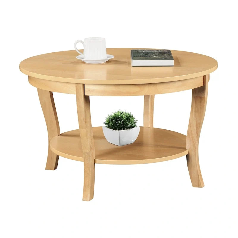 Table basse ronde avec étagère