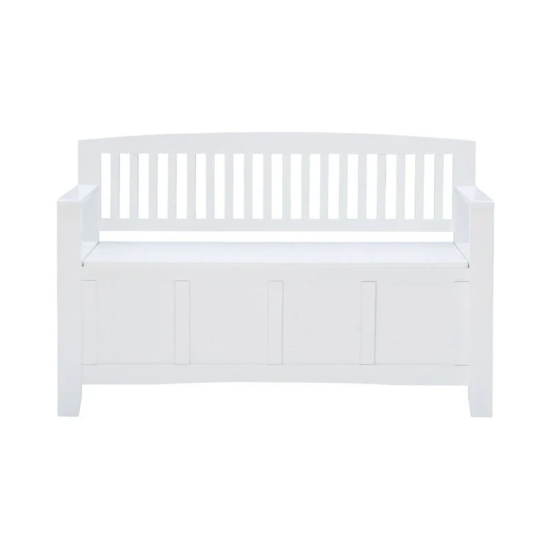 Banc d'entrée Migdalia avec rangement, dossier à lattes et plateau relevable