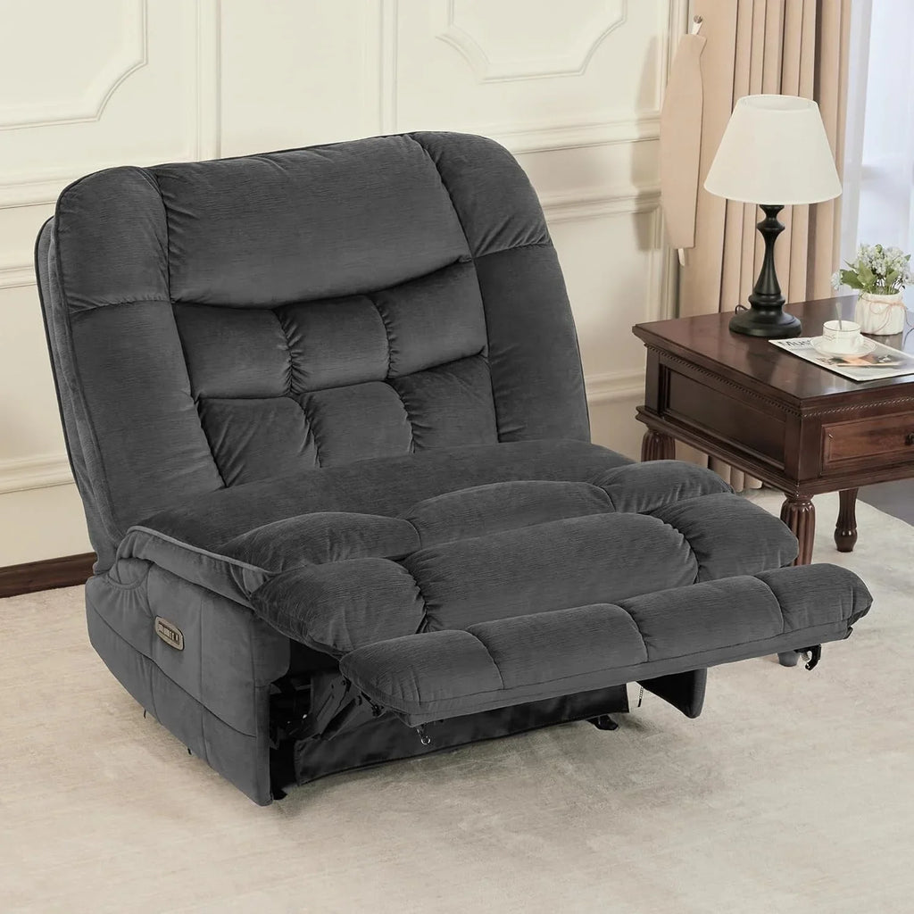 MCombo Fauteuil inclinable électrique sans accoudoirs surdimensionné à double moteur, inclinable Zeroarms parfait pour le salon en tissu PR607