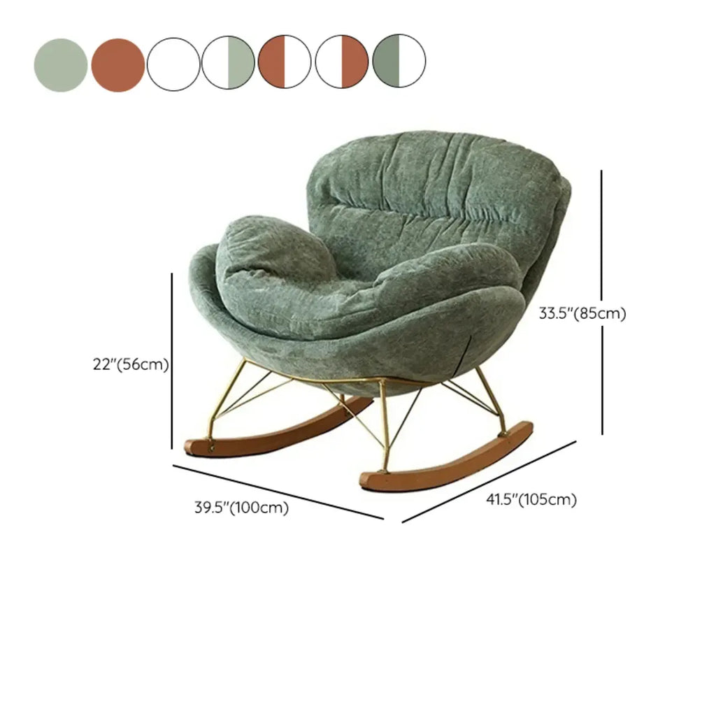 Fauteuil à bascule ergonomique rembourré en velours moderne pour chambre de bébé