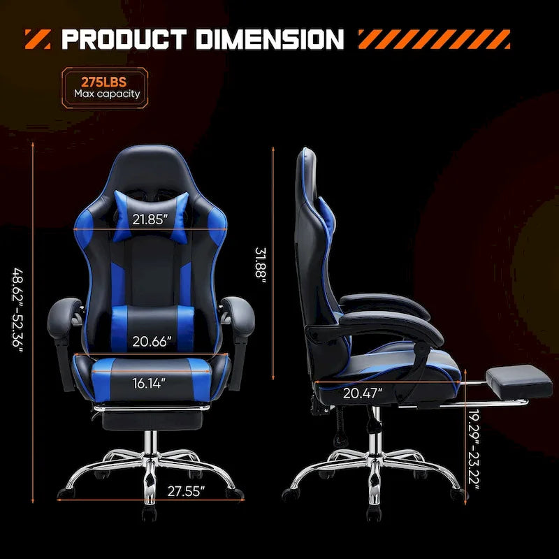 Chaise de bureau de jeu pivotante en cuir PU