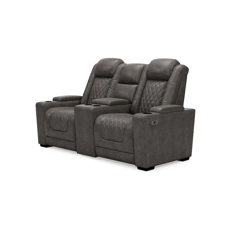 Signature Design by Ashley HyllMont – Causeuse inclinable électrique grise avec console – 71,75 po L x 39 po P x 44 po H