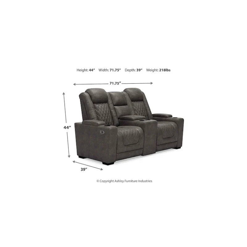 Signature Design by Ashley HyllMont – Causeuse inclinable électrique grise avec console – 71,75 po L x 39 po P x 44 po H