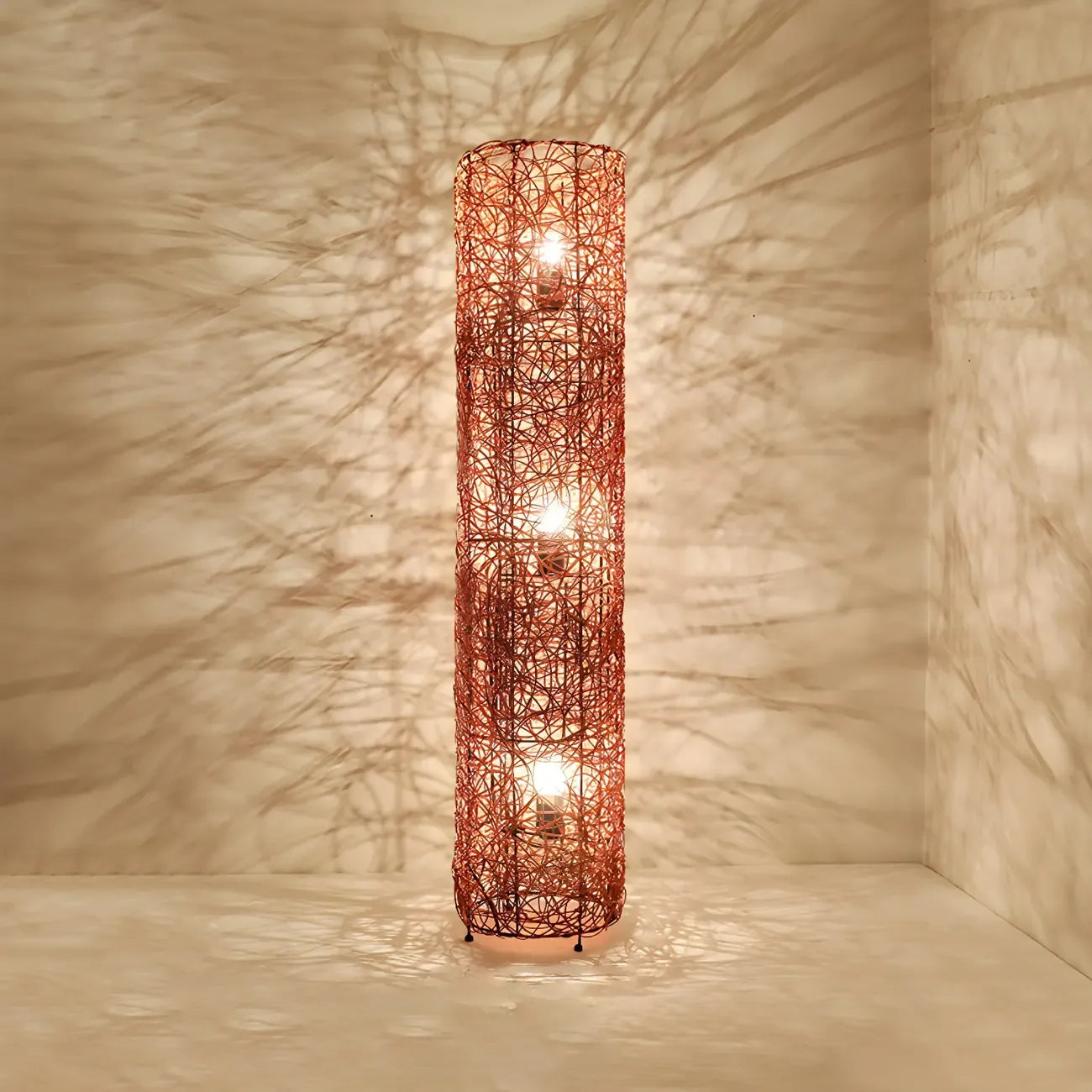 Lampadaire LED en rotin à brancher pour salon