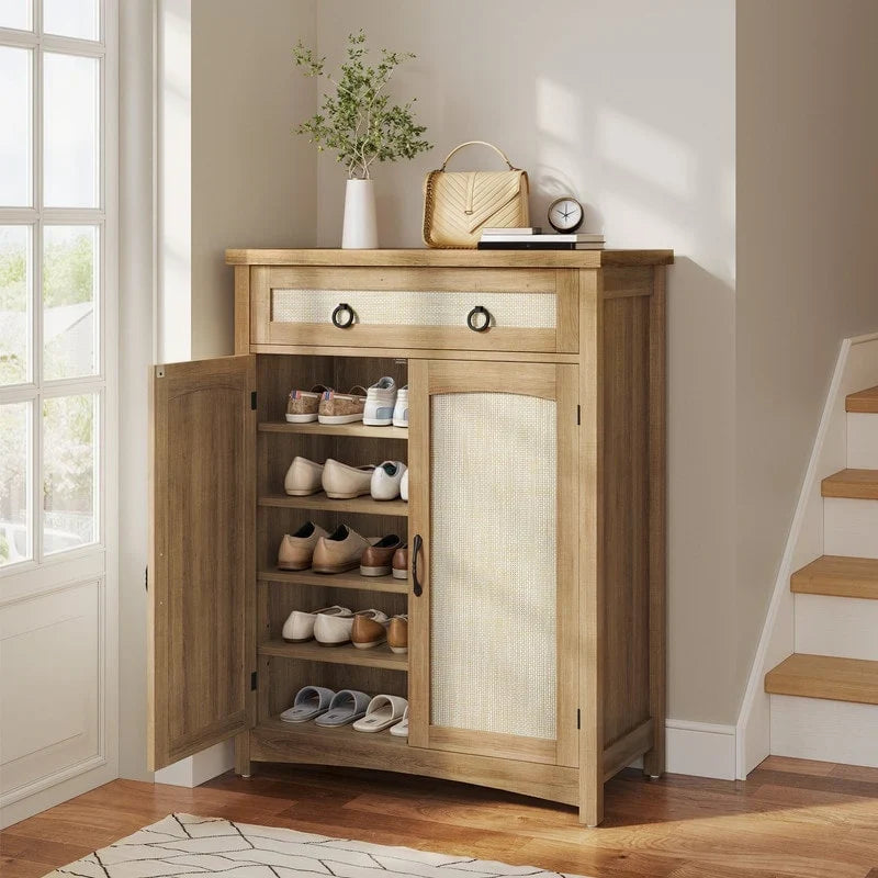 Meuble de rangement pour chaussures Moasis à 5 niveaux et 20 paires avec portes doubles pour entrée