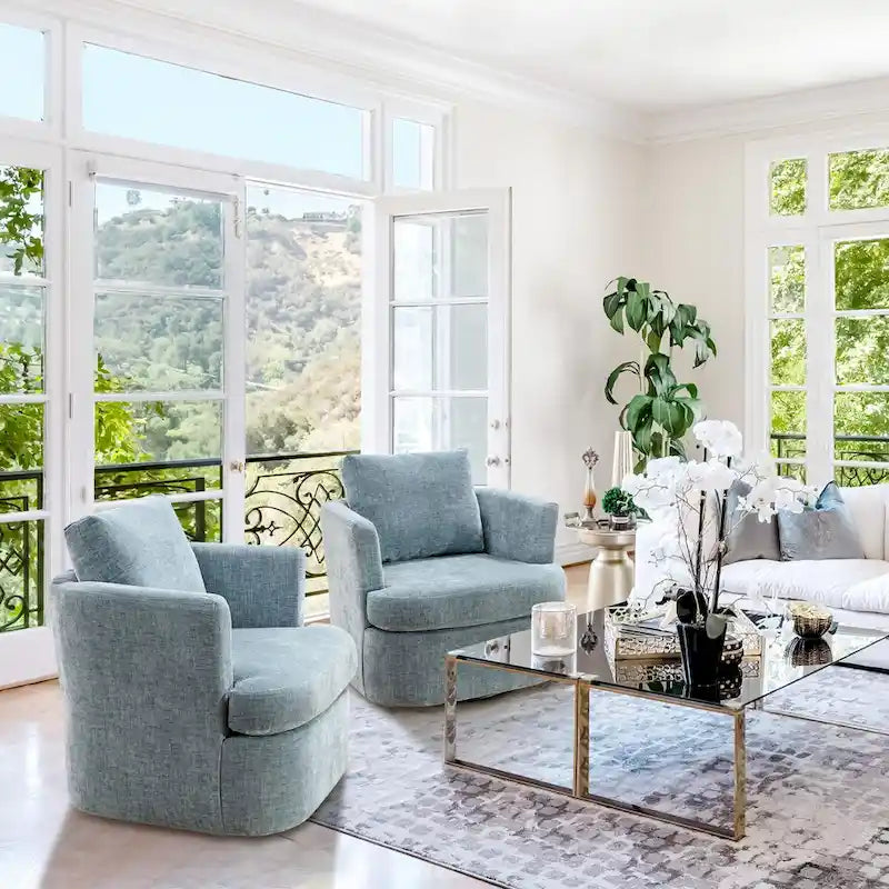 Fauteuils pivotants modernes Chenille pour salon