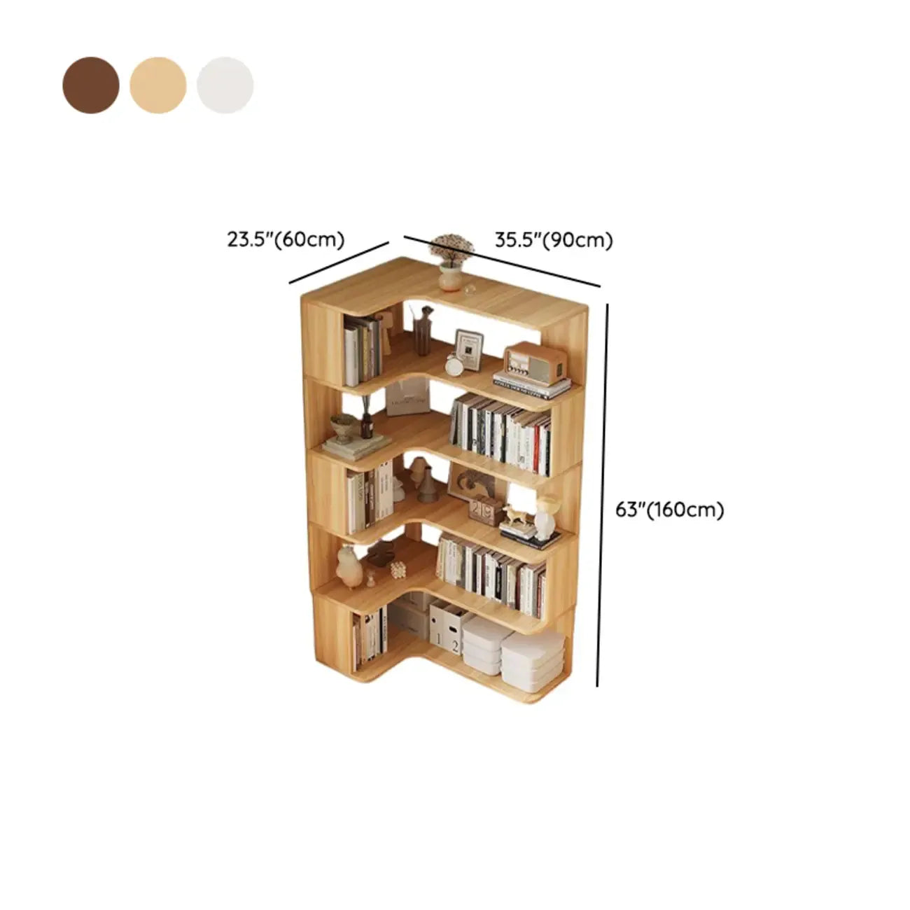 Étagère d'angle en bois manufacturé à 6 tablettes