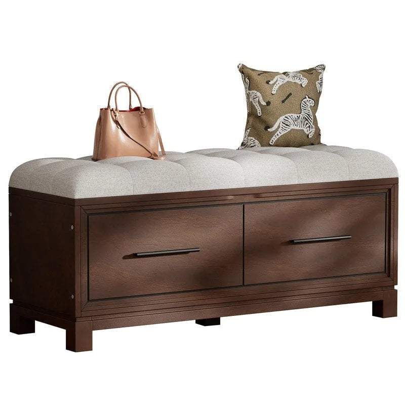 Banc à chaussures avec coussin amovible et rangement dissimulé pour l'entrée et le salon