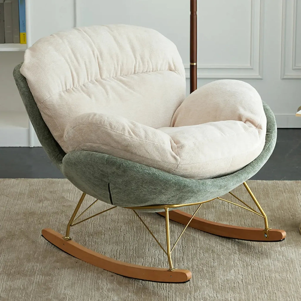 Fauteuil à bascule ergonomique rembourré en velours moderne pour chambre de bébé