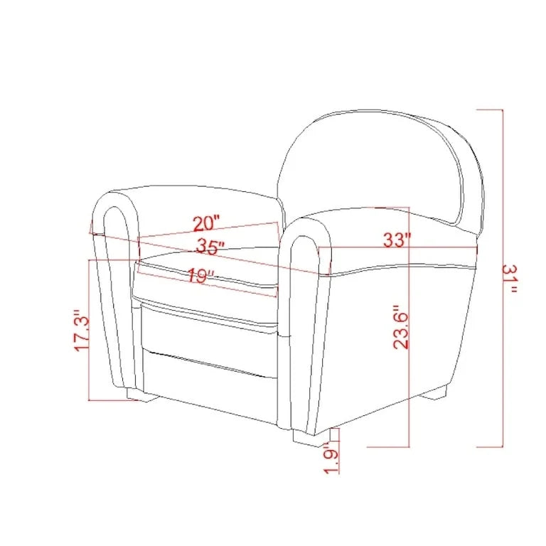 Fauteuil Club Paris en Cuir Véritable Pasargad Home, Marron