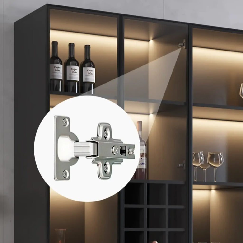 Meuble de rangement à vin minimaliste en bois noir avec porte vitrée