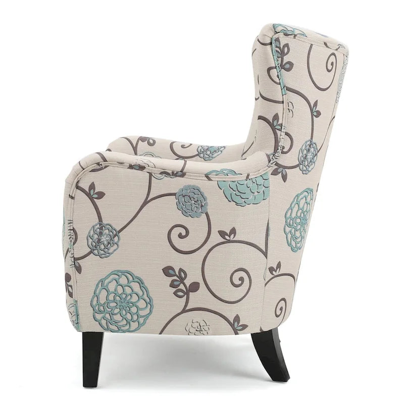 Fauteuil rembourré à dossier haut avec pieds en bois Modern Retro 30.25 pour le salon