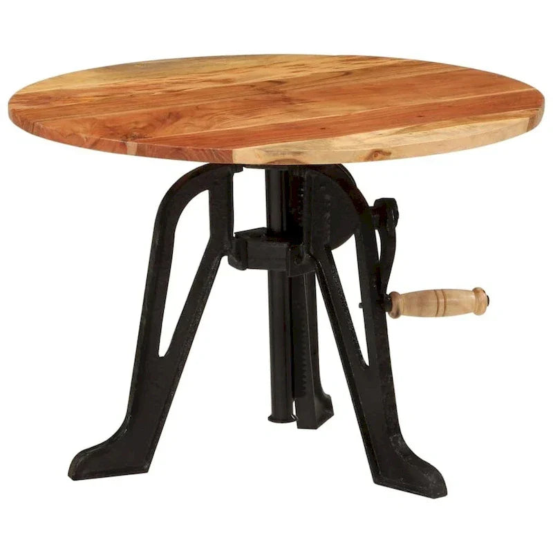 vidaXL Table d'appoint Table basse ronde Bout de canapé Bois massif et fonte