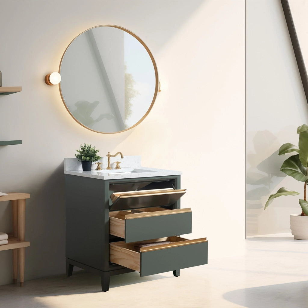 Meuble-lavabo Vanity Art avec évier en céramique et dessus en marbre reconstitué