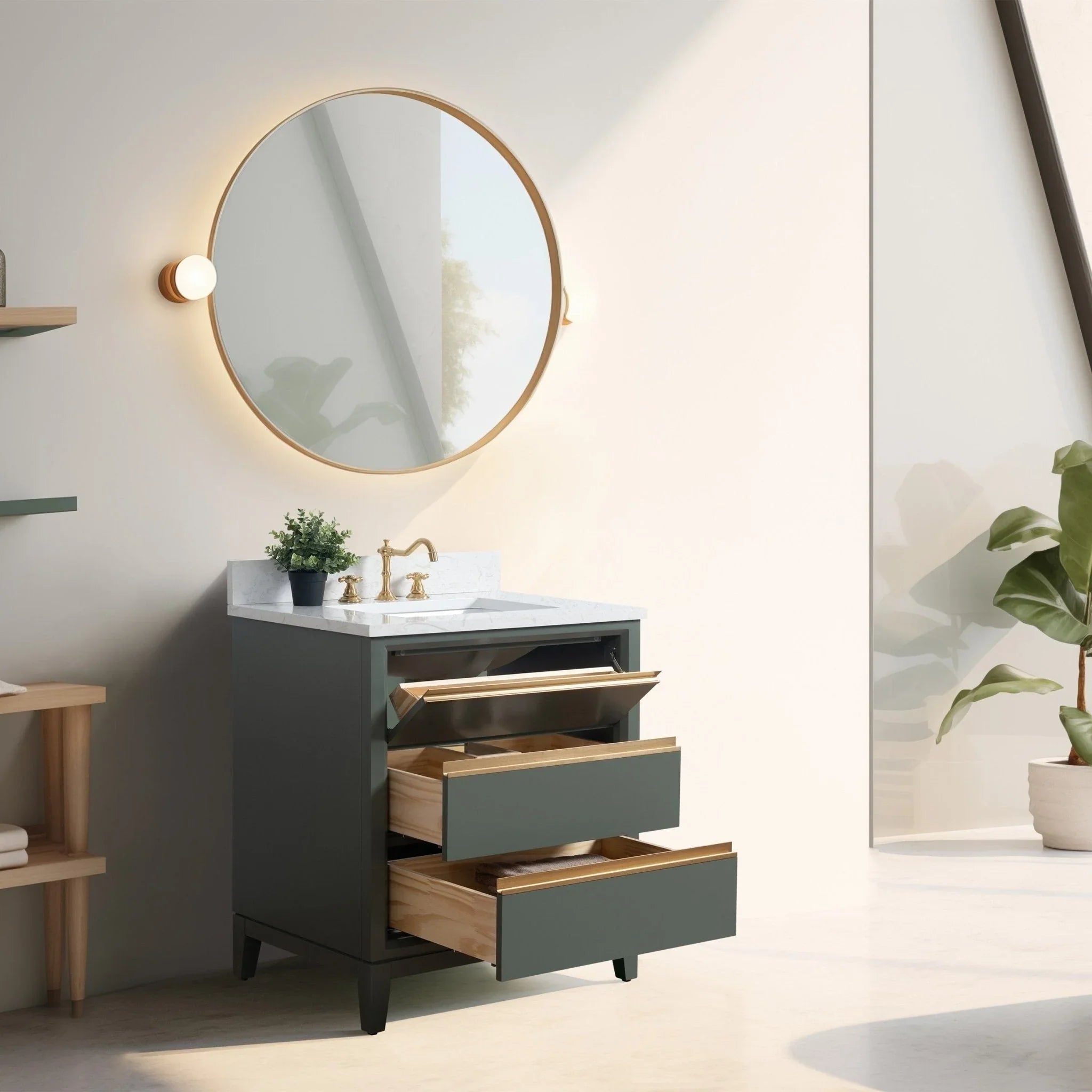 Meuble-lavabo Vanity Art avec évier en céramique et dessus en marbre reconstitué