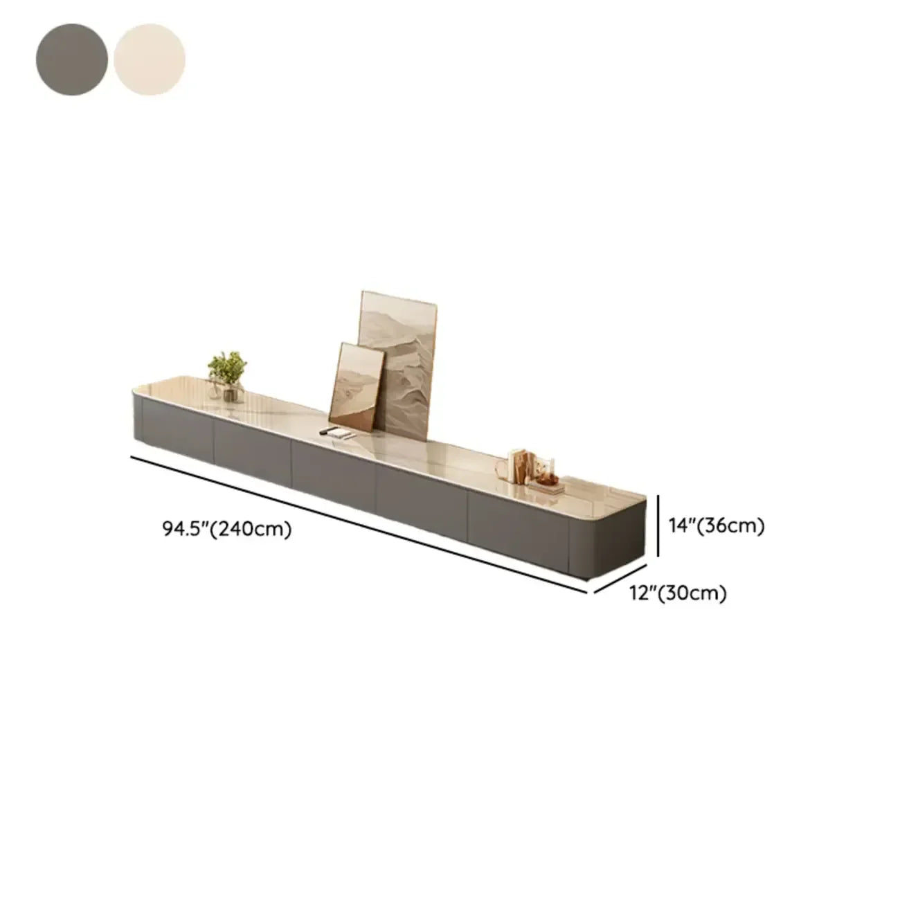 Meuble TV moderne en bois avec tiroirs et gestion des câbles