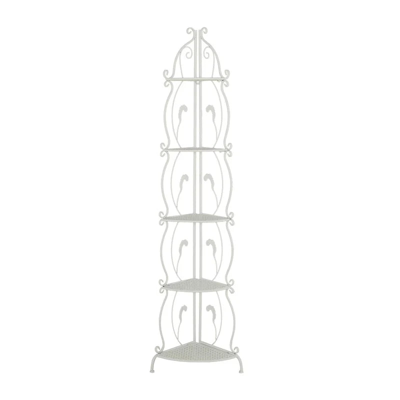 Étagère de Boulanger Pliable Haute à 5 Niveaux en Métal Décoratif pour Intérieur/Extérieur - Or ou Blanc - Roche River Decor