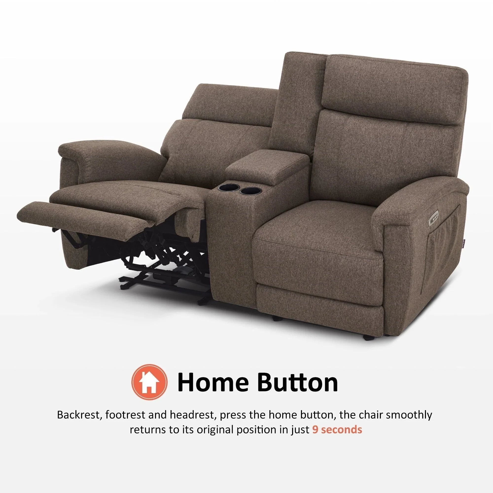 Canapé inclinable électrique MCombo 60,2 po avec massage et double chauffage, appuie-tête réglable, ports USB et Type C, tissu