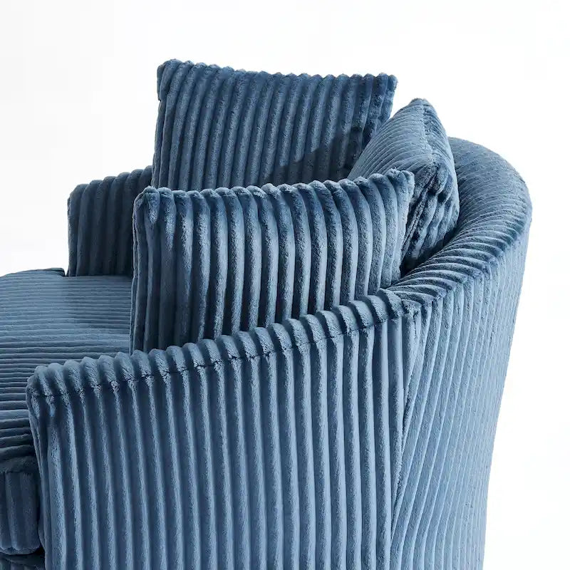 Fauteuil pivotant rond surdimensionné en velours côtelé avec accoudoirs encastrés 43 W