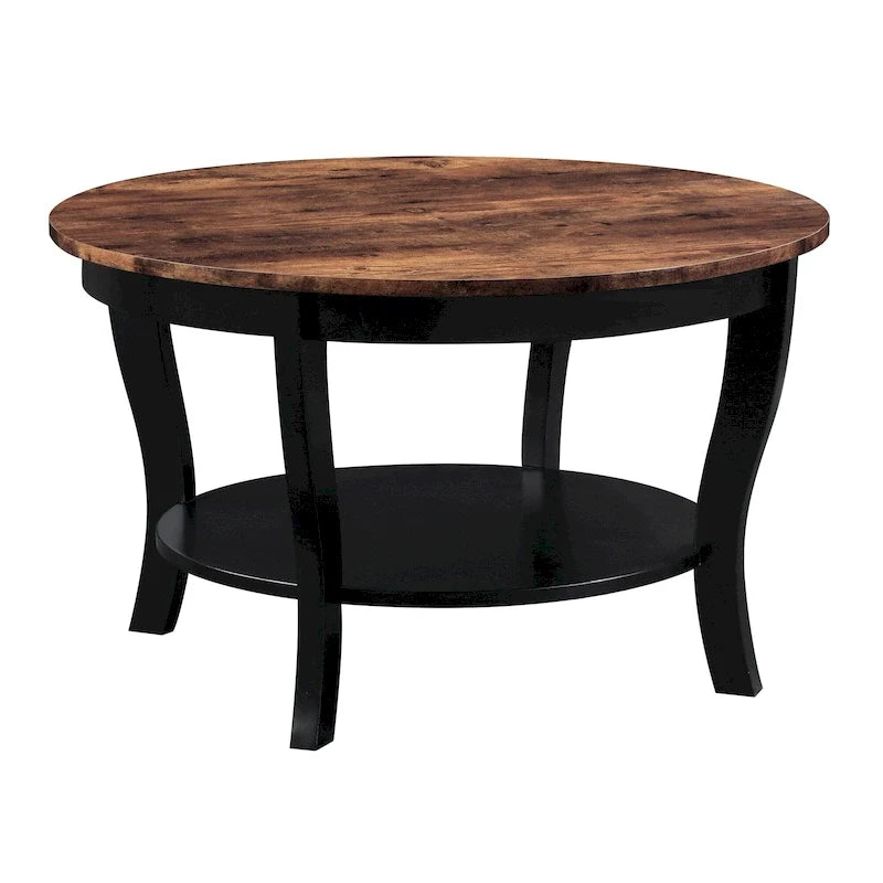 Table basse ronde avec étagère