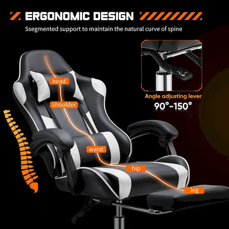 Chaise de bureau de jeu pivotante en cuir PU
