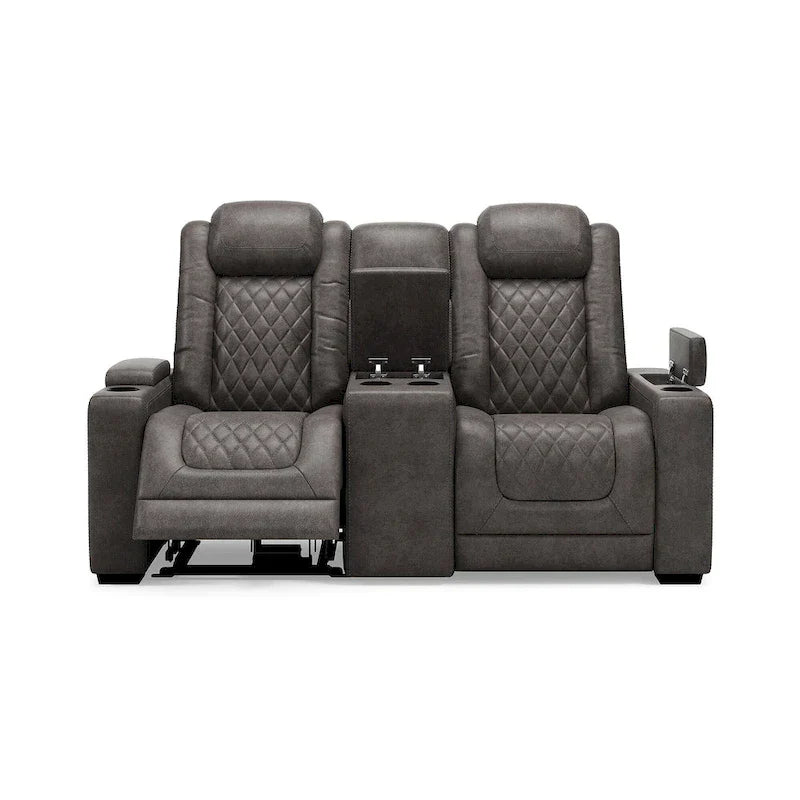 Signature Design by Ashley HyllMont – Causeuse inclinable électrique grise avec console – 71,75 po L x 39 po P x 44 po H