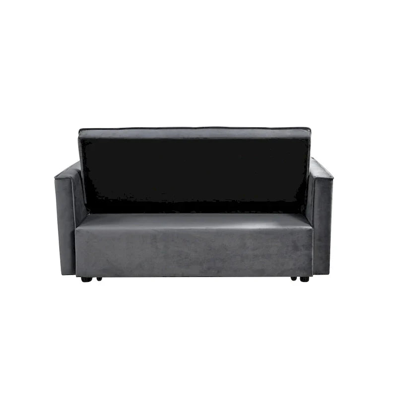 Causeuse moderne en velours avec dossier inclinable et poches, 2 places – Gris foncé / Gris clair / Bleu / Noir