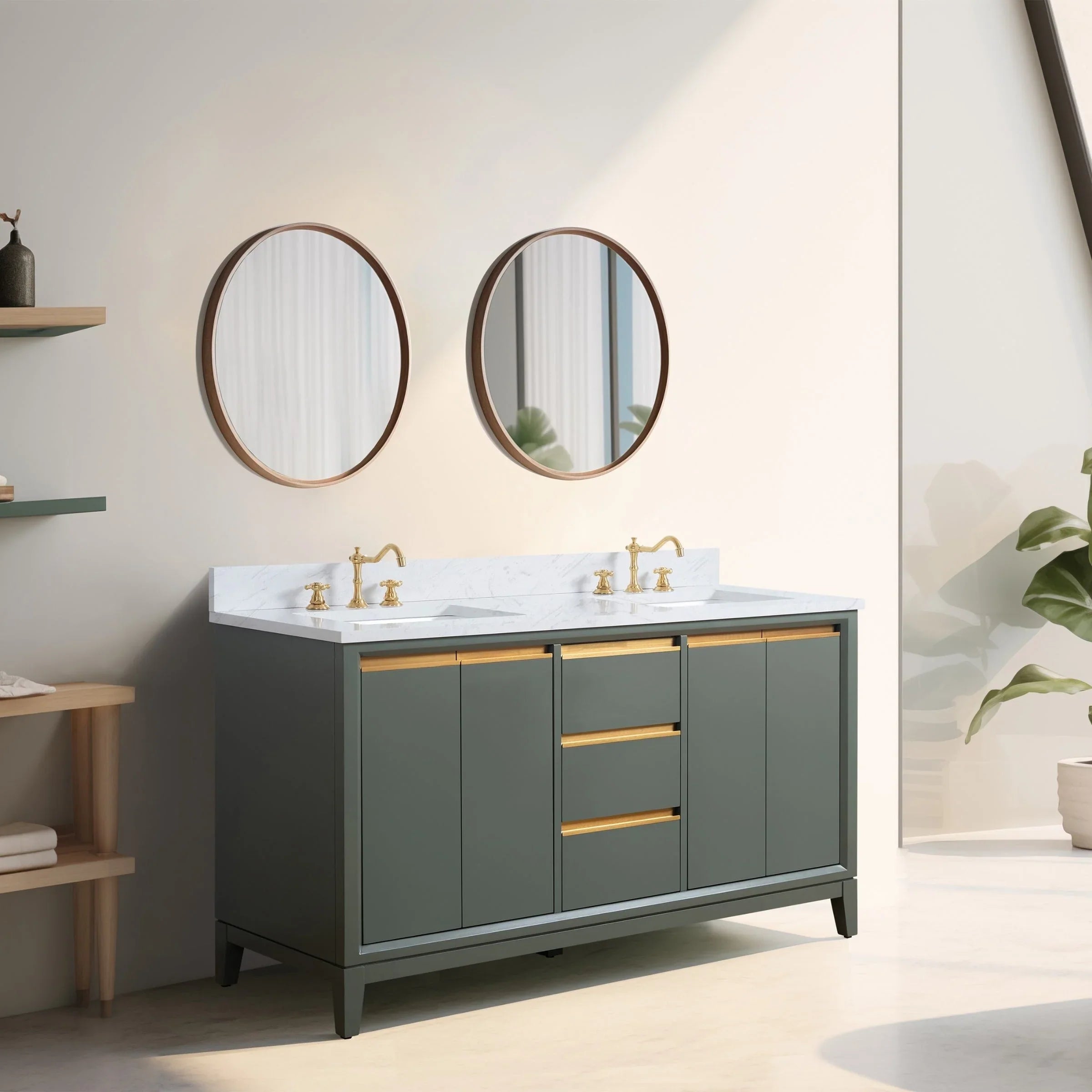Meuble-lavabo Vanity Art avec évier en céramique et dessus en marbre reconstitué