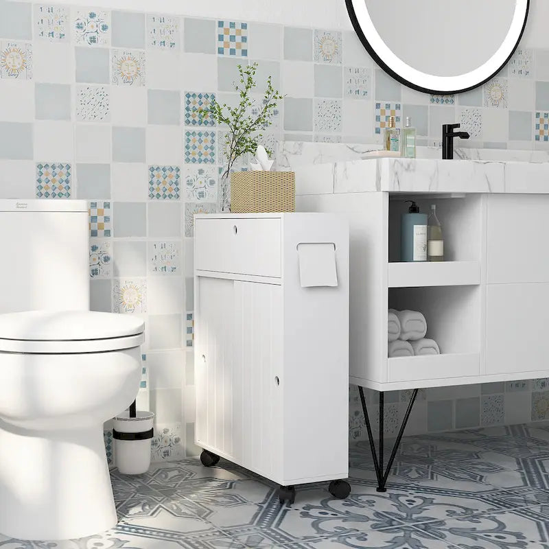 Petit meuble de rangement de salle de bain avec trous pour papier